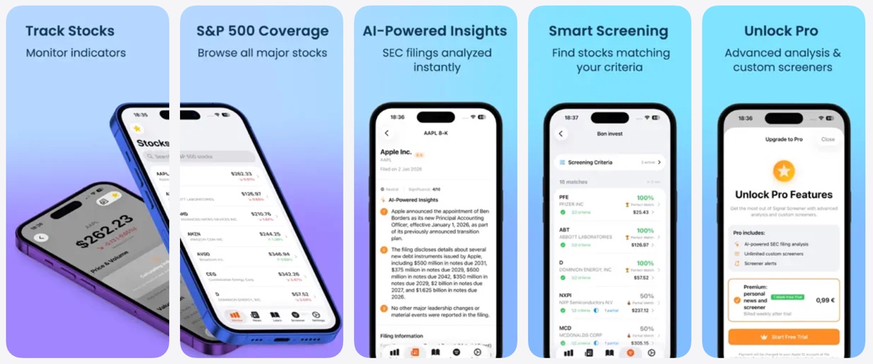Person som analyserer aksjer på mobil enhet med rimelig app